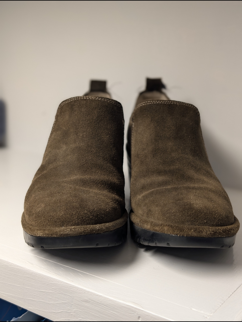 Fly London Olive Green Suede Wedge Slip-On Ankle Booties Size 40 US 9-9.5 - Picture 2 of 7